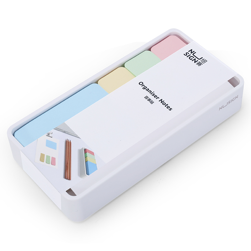 Bộ Giấy Ghi Chú + Dụng Cụ Bấm Ghim + Hộp Ghim Deli Deli Stationery Set Colorful Sticky Notes Warm Remind Memo Pad Portable Mini Stapler Office Hand-Held Labor