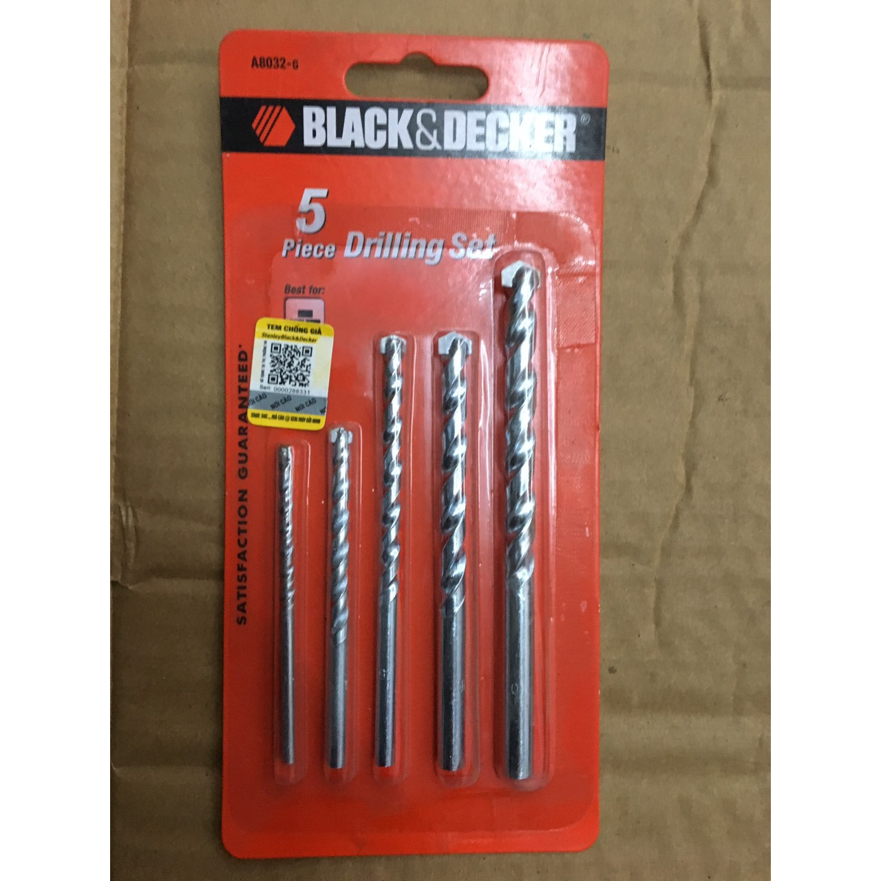 Bộ 5 mũi khoan bê tông black&decker A8032G