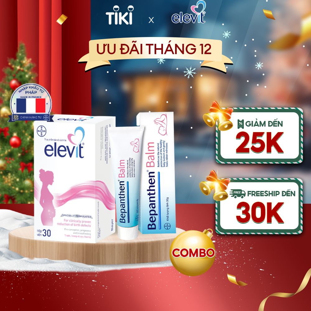 Combo Vitamin Bầu Tổng Hợp ELEVIT Bổ Sung Vitamin và Khoáng Chất Cho Phụ Nữ Mang Thai và Sau Sinh Hộp 30 Viên và Kem Chống Hăm BEPANTHEN Balm Dạng Kem Mỡ Tuýp 30G