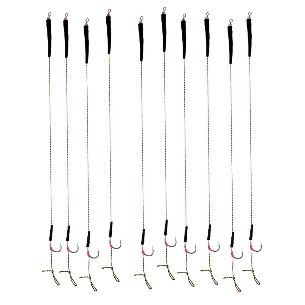 10Pcs Carp Fishing Hair Rigs Assorted Hand Tied Carp Fishing Barbless Hooks