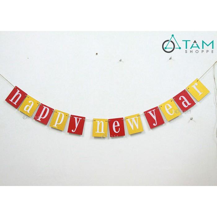 Dây treo chữ Happy New Year bằng gỗ số 07