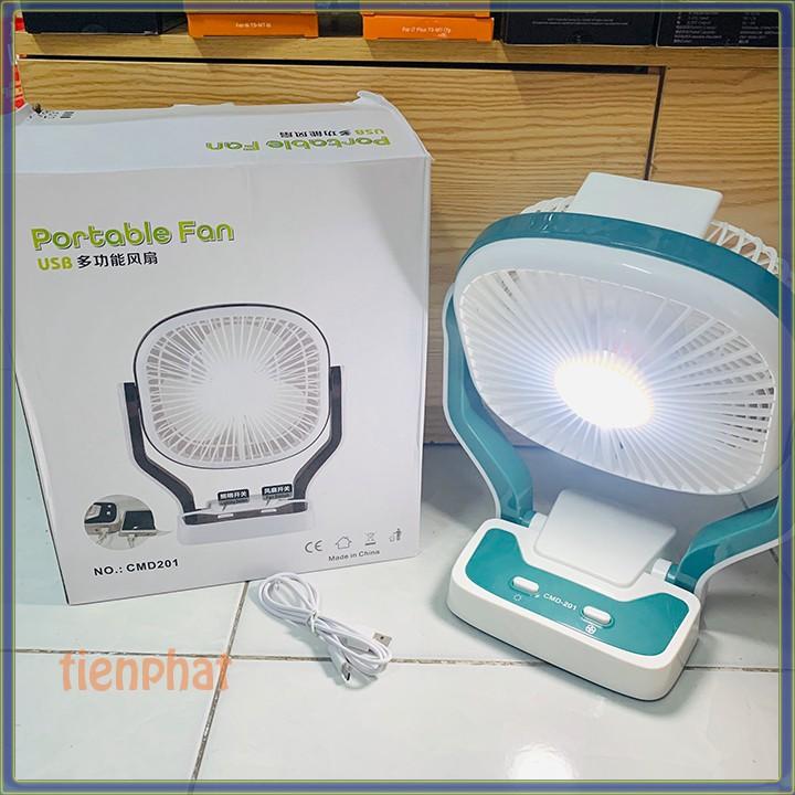 Quạt Tích Điện Có Đèn Chiếu Sáng Portable Fan CMD201 (đèn-quạt-sạc sdt)