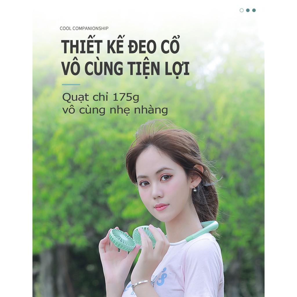 Quạt Tích Điện Mini Đeo Cổ 3 Tốc Độ Gió