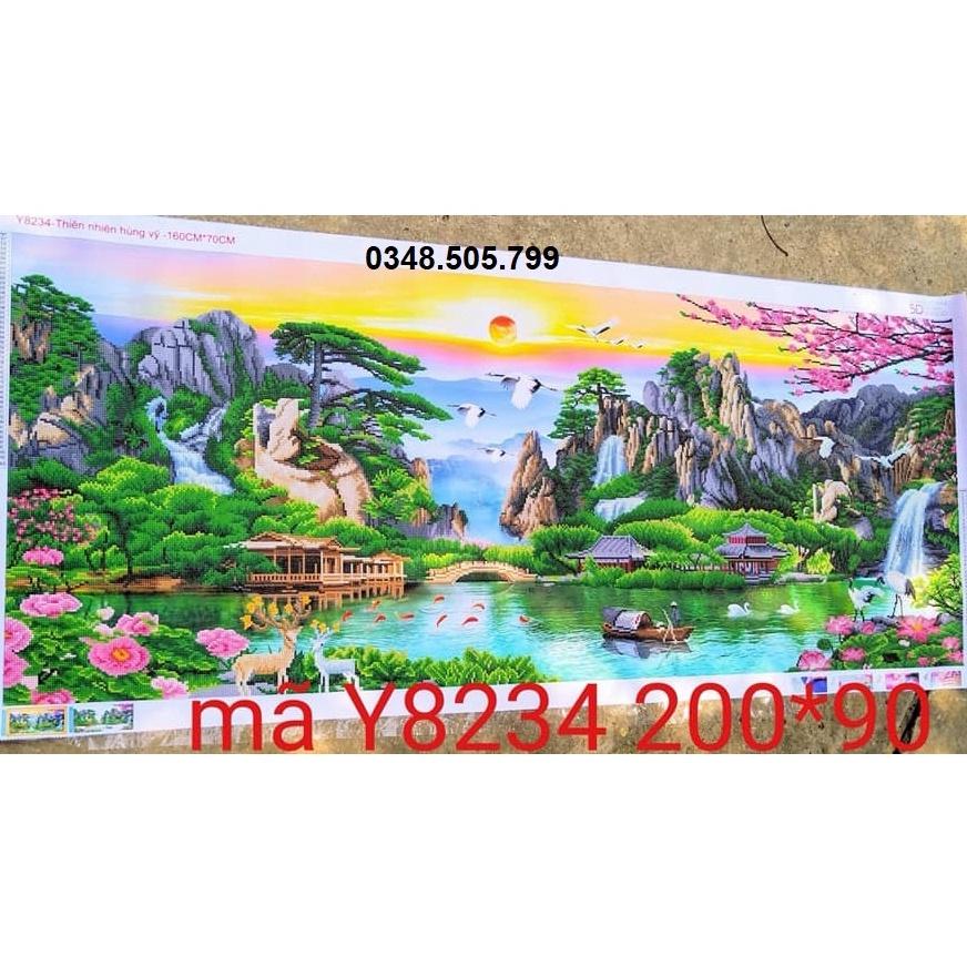 Mua Tranh đính đá phong cảnh thiên nhiên 200x90cm thành phẩm chưa khung tại  Tranh thêu tranh đá 68