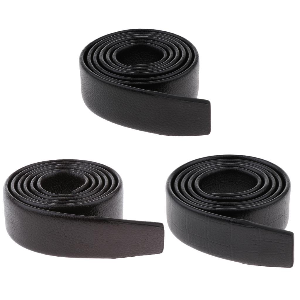2x Fashion Waist Belt PU Leather Belt Adjustable Automatic Buckle Men Black