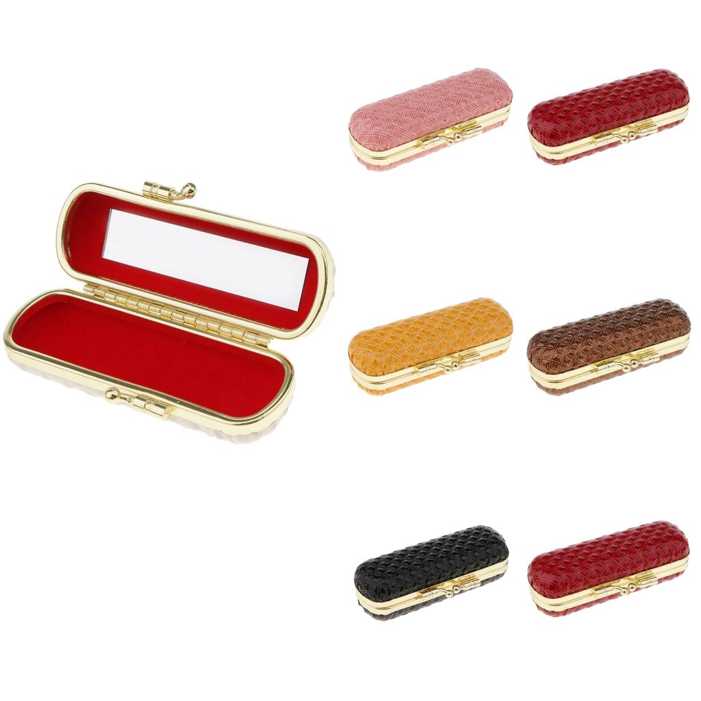 Diamond Elegant Ladies Lipstick Case with Mirror Purse Lip Stick Lip Gloss Holder 3.7x1.4x0.98 inch