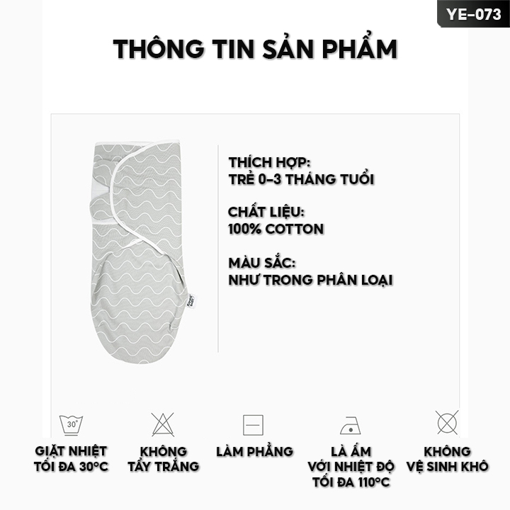 Khăn Quấn Bé Sơ Sinh Chất Liệu Cotton 100% Giúp Bé Ngủ Ngon Hơn Nhiều Màu Nhiều Mẫu YE-073