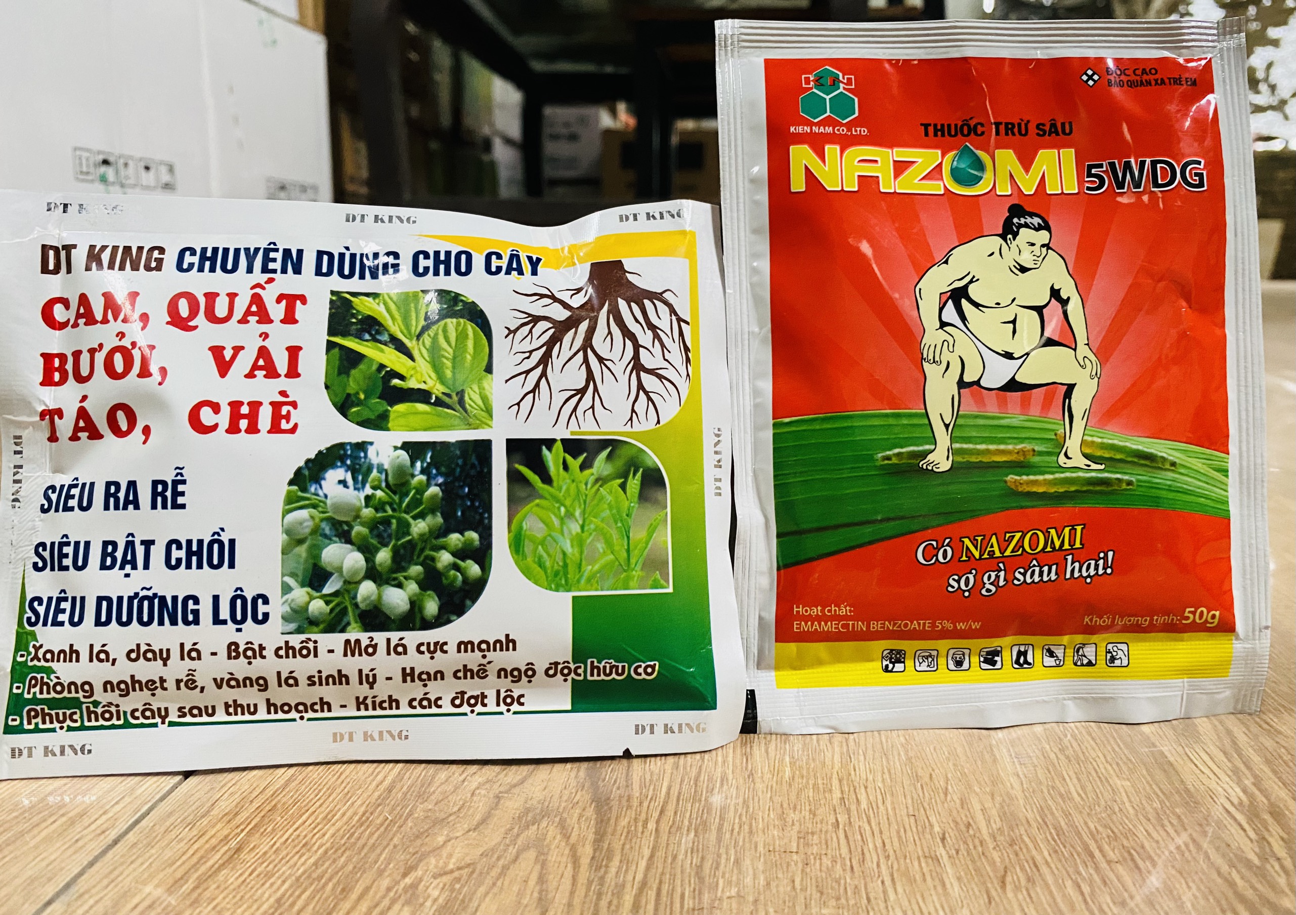 Combo sinh học NAZOMI 50g và phân bón lá DT-King 100g - Trừ sâu miệng nhai và chích hút, siêu kích rễ, xanh lá, khoẻ cây