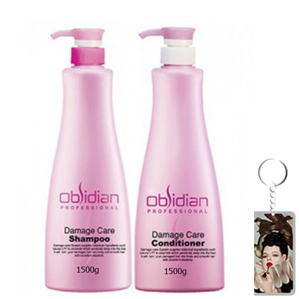 Bộ dầu gội/xả tái tạo tóc hư tổn Obsidian Professional Damage Care Hàn Quốc (2x1500ml) tặng kèm móc khoá