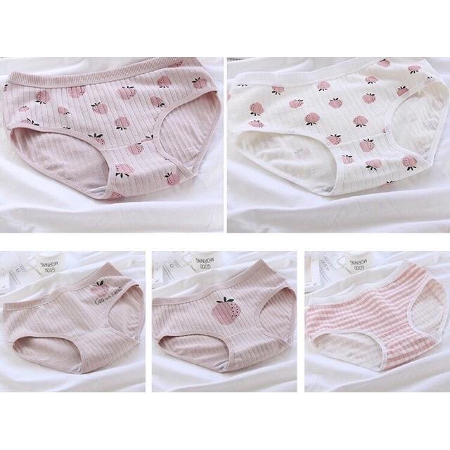 Quần Lót Nữ ️️ Quần Chip Gân Tăm Kháng Khuẩn - Quần Chip Cotton Co Dãn 4 Chiều Quả Dâu CuTe