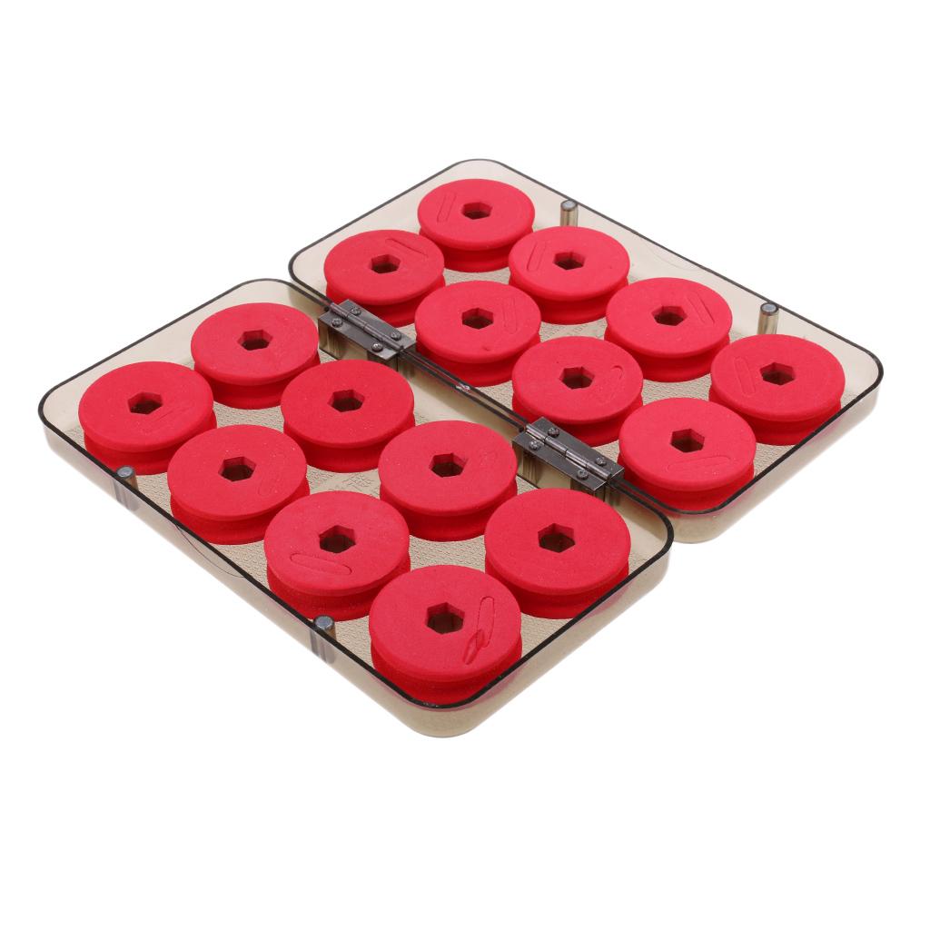16pcs Foam Fishing Main Line Bobbin Spools Tackle Plastic Storage Box Case