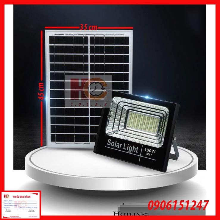 Đèn pha năng lượng mặt trời 100W – Vỏ nhôm, Đèn Led NLMT, Tấm pin NLMT rời, Ánh sáng trắng