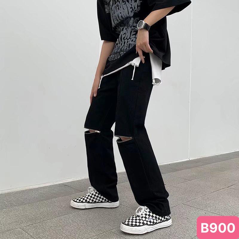 Quần jean nam trơn không rách gối màu xanh nhạt chất jeans bò cao cấp co dãn 4 chiều from baggy dáng rộng ống suông mới