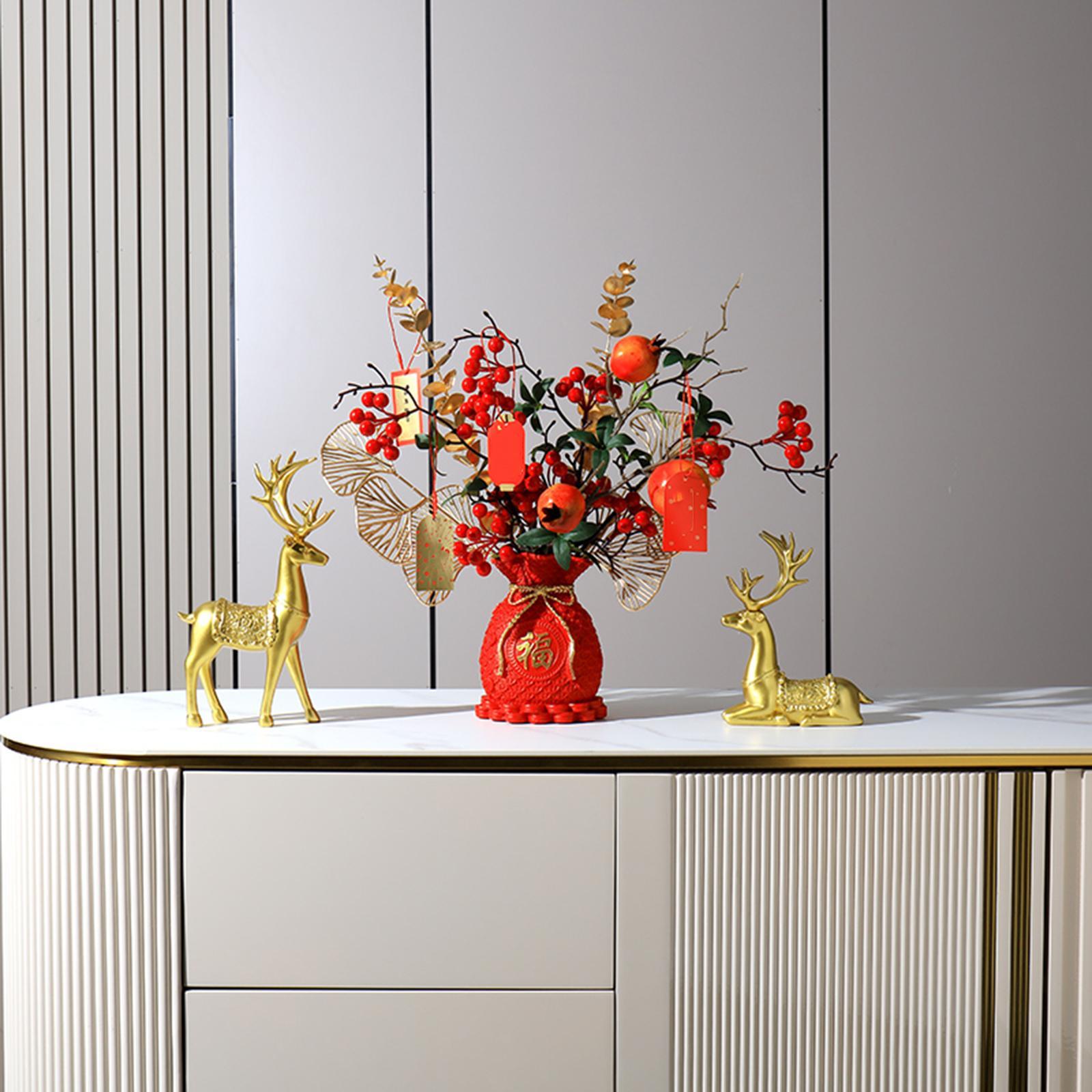 2Pcs Reindeer Figurines Animal Ornament Deer Statues for Bookcase Decoration