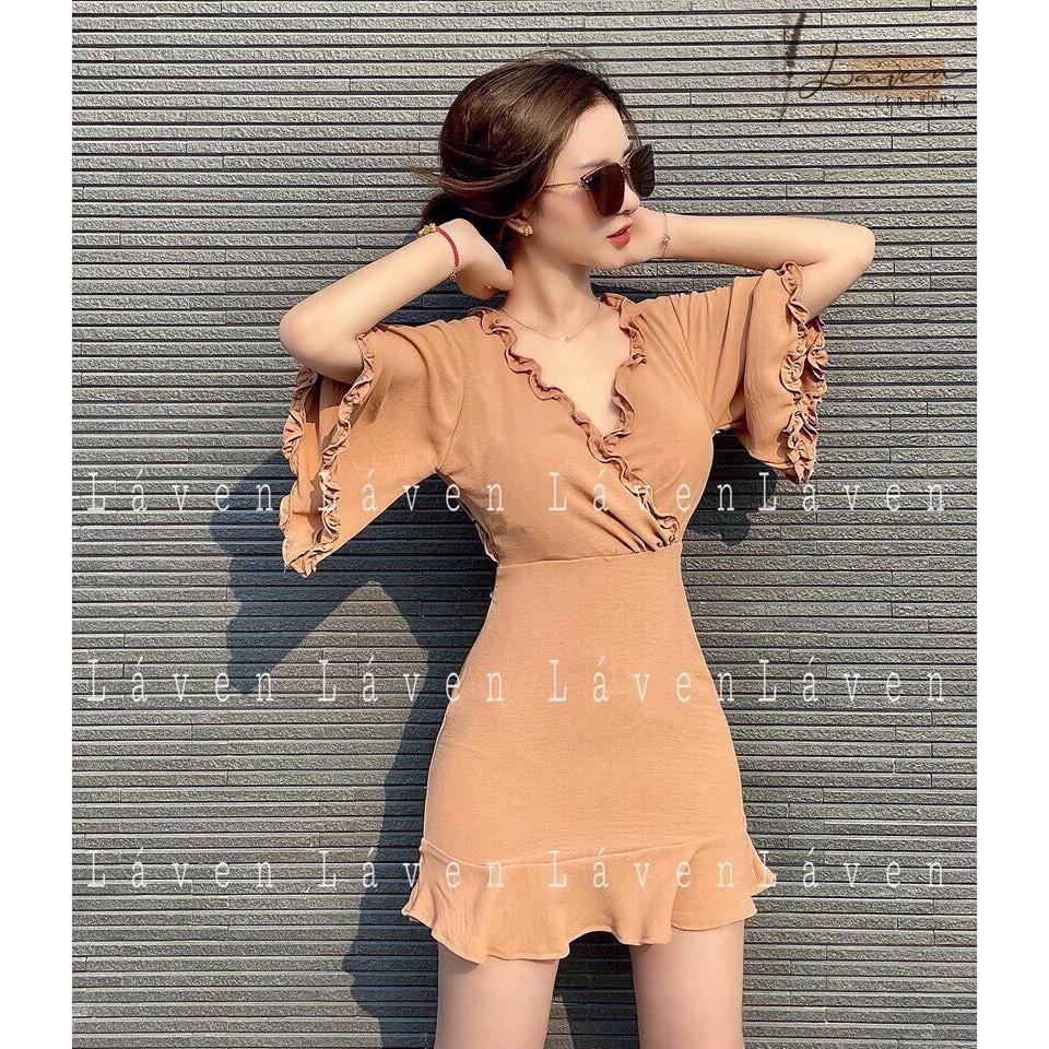 ĐẦM NỮ NGẮN TAY BÈO CỘT NƠ THỜI TRANG THIẾT KẾ