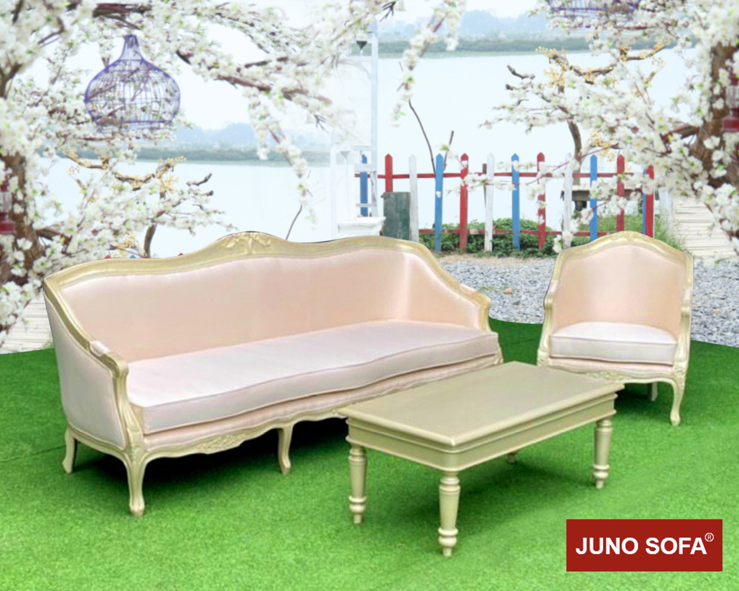 Bộ Sofa Đông Dương Cao Cấp Juno Sofa băng và 2 đơn