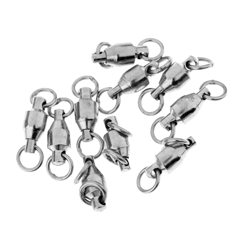 10x Stainless Steel Fishing Ball Bearing Swivel Swivel Solid Rings 2#