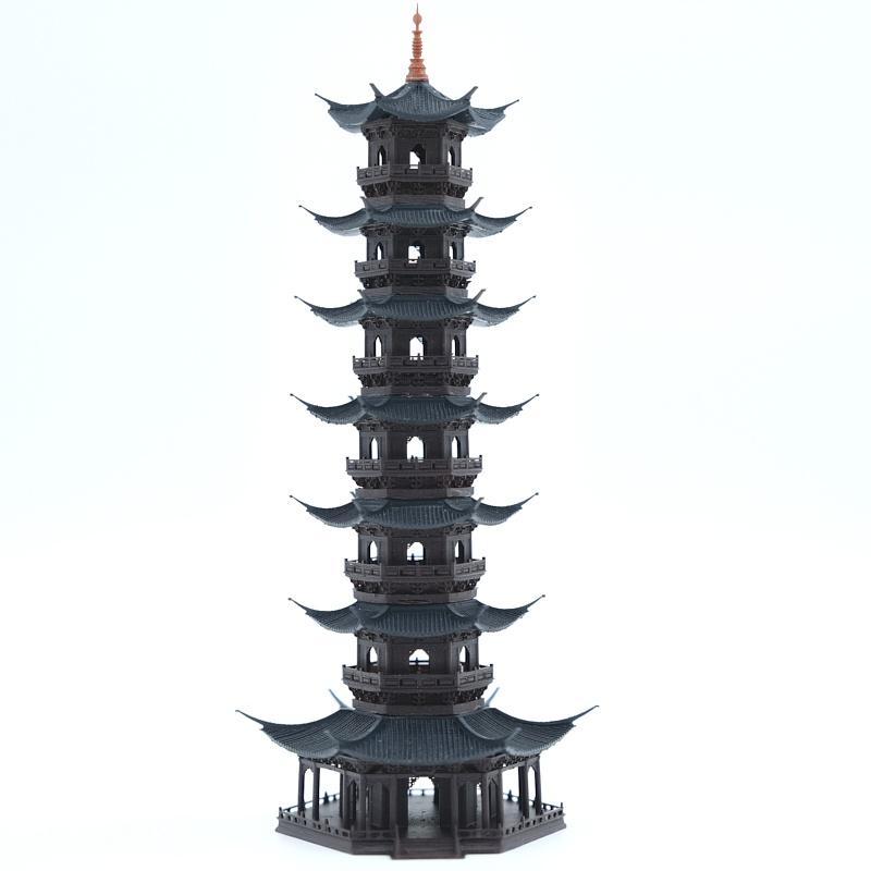 Mô hình tiểu cảnh CỔ THÁP 7 TẦNG - bán cạn - bể cá - hòn non bộ - terrarium - tinh xảo - chất lượng cao