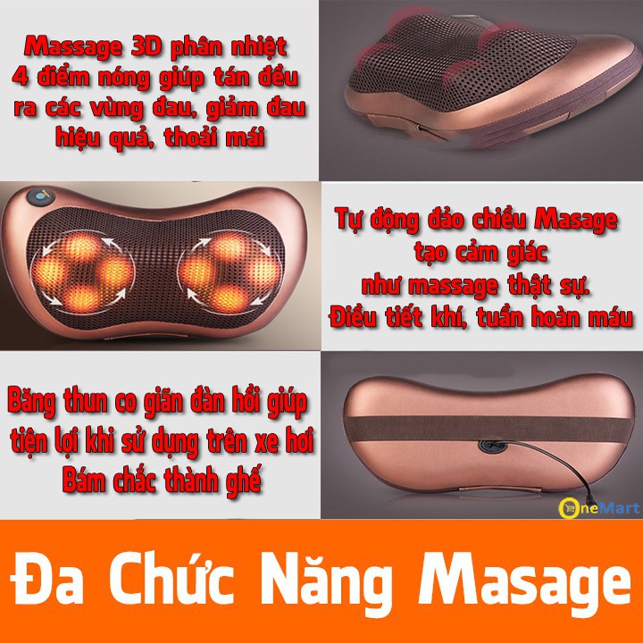 Gối Massage Hồng Ngoại 8 Bi 2 Chiều Cao Cấp, Xoá tan đau mỏi cổ, vai, gáy, lưng, bụng, đùi, bắp chân, bàn chân, bàn tay, Cải thiện tuần hoàn máu, tăng cường sự trao đổi chất,Giảm đau, giảm tình trạng căng cơ, xua tan những cơn mệt mỏi.