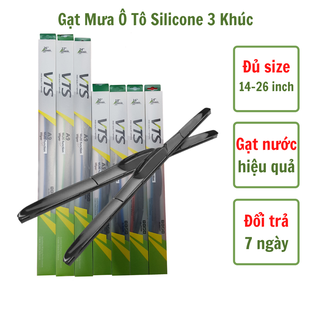 Bộ cần gạt mưa Slicon thanh 3 khúc A9 dành cho xe Daewoo: Lacetti EX,Gentra, Matiz.. và các dòng khác hãng Daewoo - Hàng nhập khẩu