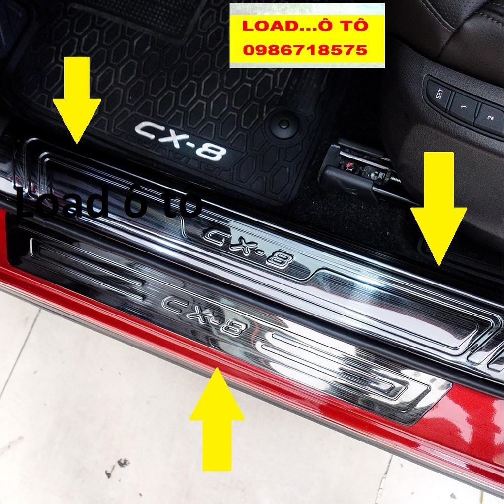 Ốp Bậc Cửa, Nẹp Bước Chân Trong, Ngoài Mazda CX8 2023-2020 Chất Liệu Titan Cao cấp