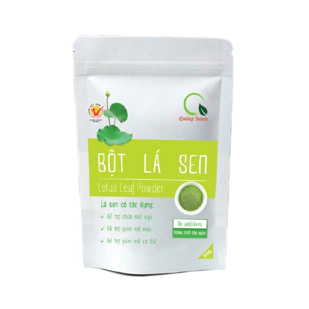 Bột lá sen sấy lạnh Quảng Thanh bịch 100gr - Hạ Mỡ Máu, Giảm Cân, Giảm mỡ nội tạng, An Thần