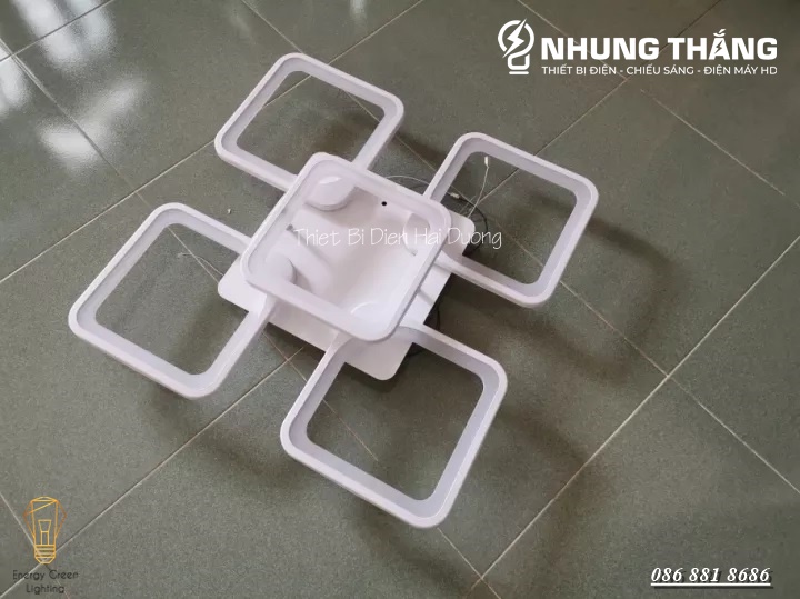 Đèn LED ốp trần Decor hình vuông NT027 - 3 Chế Độ Ánh Sáng - Tăng Giảm Ánh Sáng - Điều Khiển Từ Xa - Kết Nối Điện Thoại