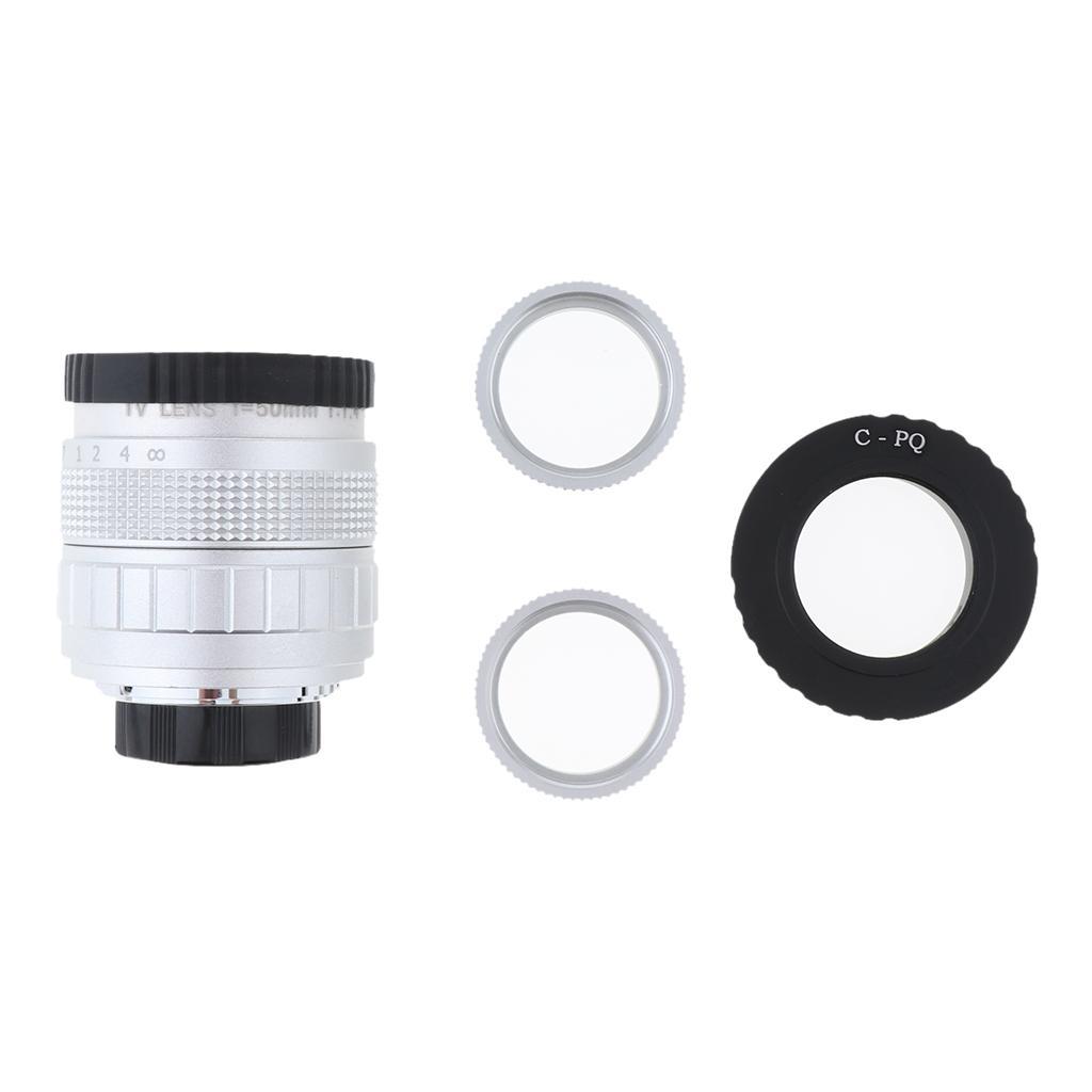 CCTV Lens +C Mount Adapter +2 Macro Rings, 50mm f1.4 for  Q Cameras #1