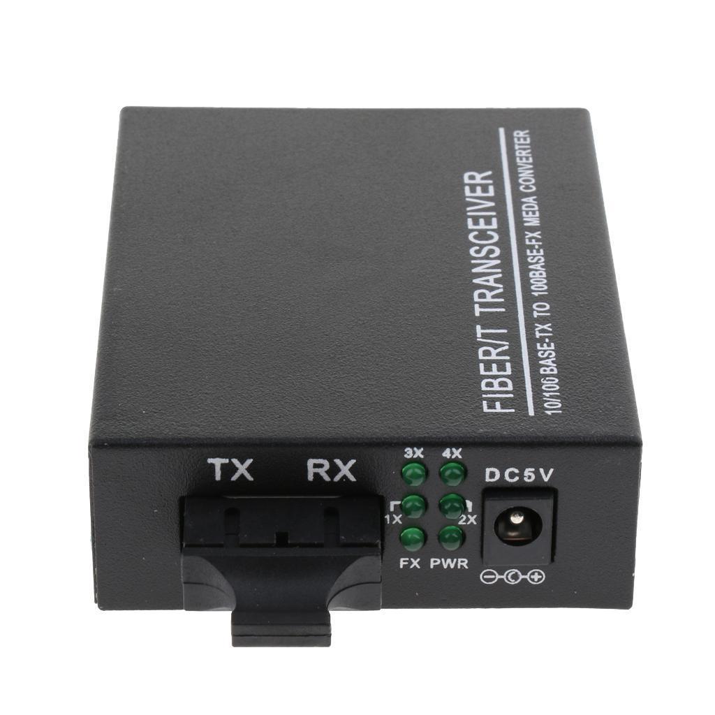 10/100Mbps Fast Ethernet Media Converter Singlemode Dual Fiber Transceiver 25Km with 2x For HD Camera