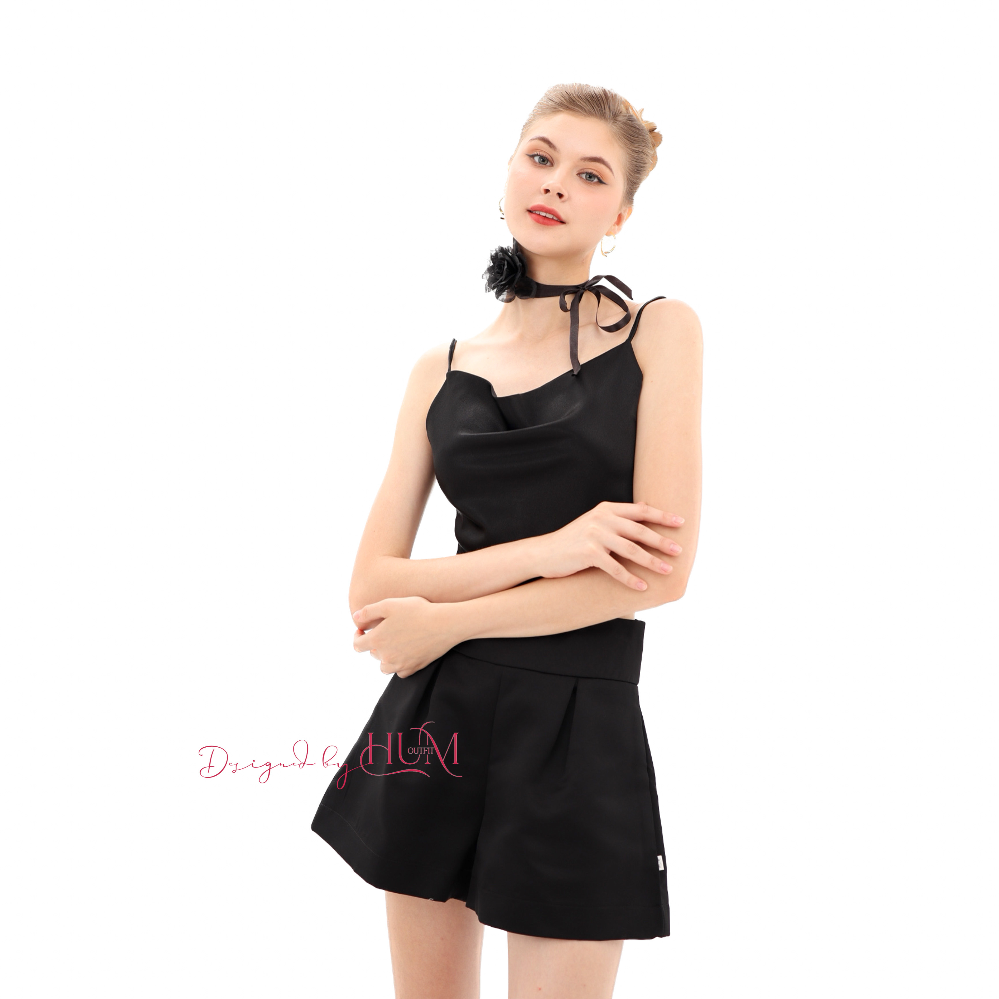 Áo hai dây cổ đổ lụa mềm, form rũ, ngắn trên rốn, áo phối kèm Blazer, siêu trẻ trung, hack dáng - Ariel A01
