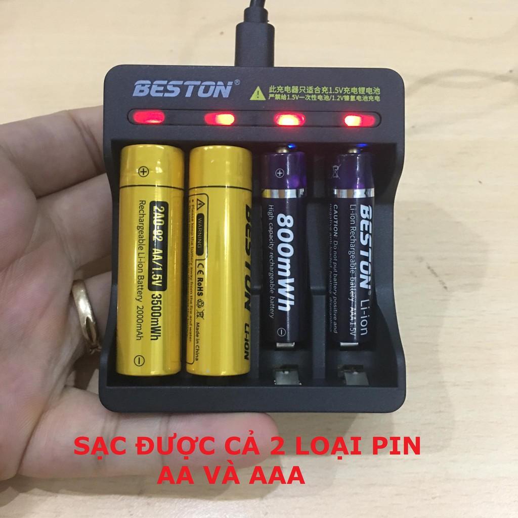 Pin sạc AA/AAA Beston chính hãng 1.5V kèm bộ sạc nhanh tự ngắt hàng cao cấp