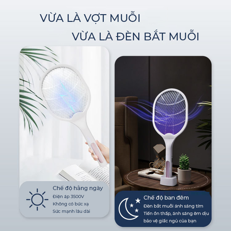 Vợt muỗi Multifuntion 2 in 1 để bàn bắt muỗi tự động