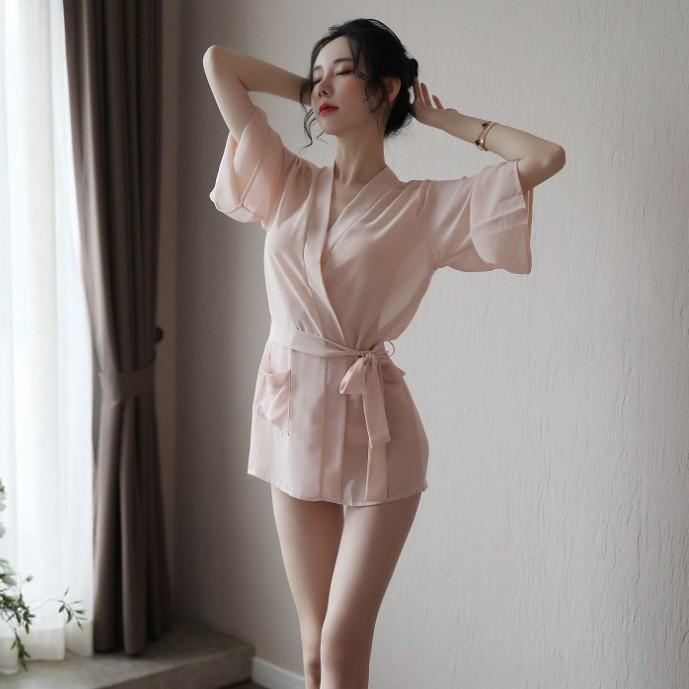 Đồ ngủ Sexy kiểu áo sơ mi che quần quyến rũ - Màu da