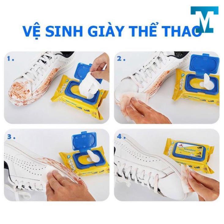 KHĂN LAU GIÀY - GIẤY LAU GIÀY TIỆN LỢI GÓI 30 CHIẾC lau giày trắng diệt khuẩn, chống ố, tiện lợi mọi nơi