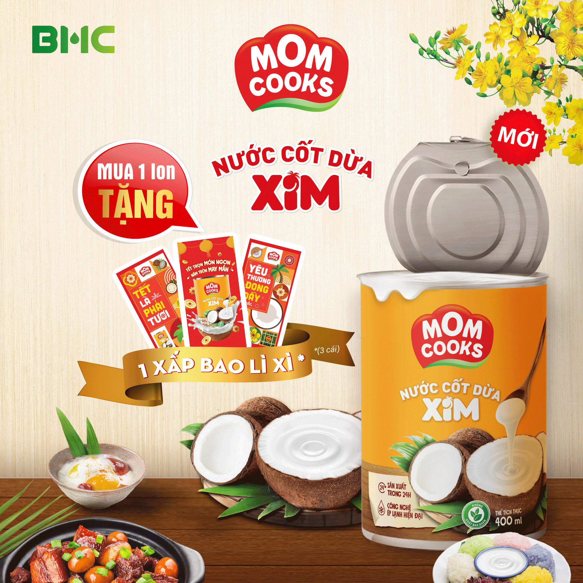 Nước cốt dừa MomCooks 400ml/lon