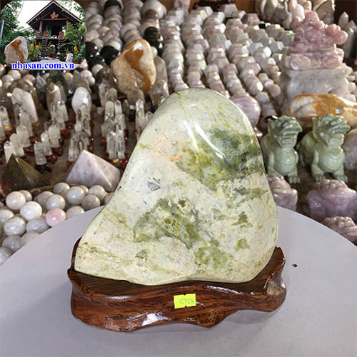 Trụ đá Cẩm thạch tự nhiên nguyên khối CT08 (xanh nõn) phong thủy nặng 6kg kích thước 23x22cm – vật phẩm phong thủy may mắn
