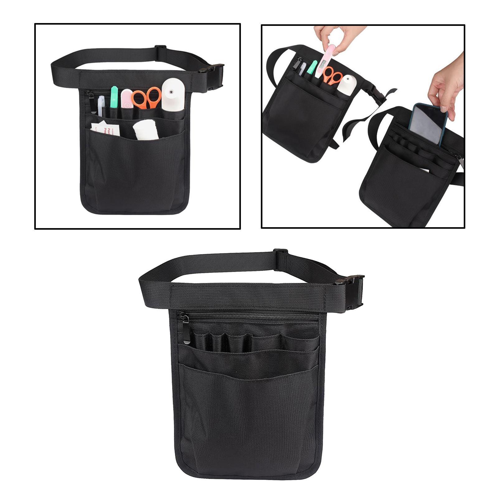 Nylon Nurse Organizer Belt Waist Bag Fanny Pack Case for Scissors Care Black