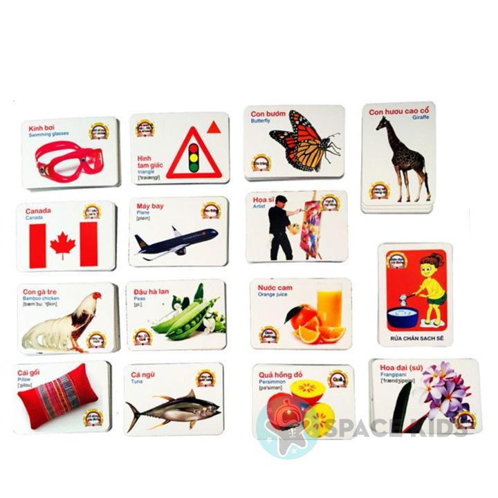 Đồ chơi giáo dục thẻ học thông minh Flash card song ngữ 16 chủ đề cho bé (416 thẻ)