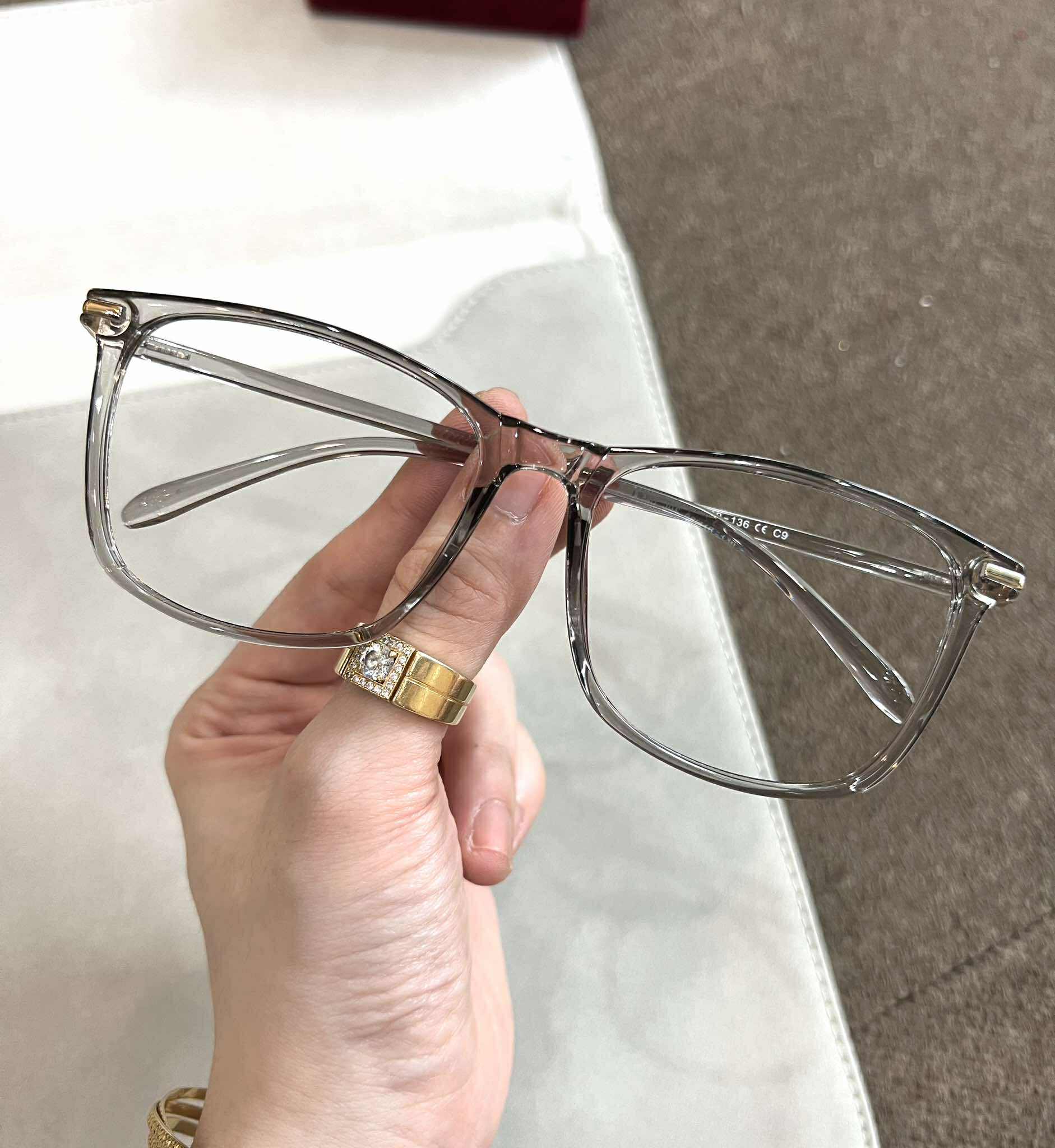 Kính gọng Mắt vuông form to nhựa dẻo siêu nhẹ màu thạch xám
