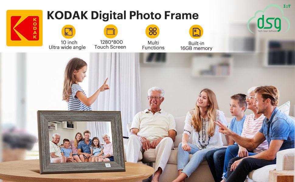 Khung ảnh KODAK chuyển động kỹ thuật số Wifi RCF-1013W, màn hình 10 inch, độ phân giải 1280x800 pixels