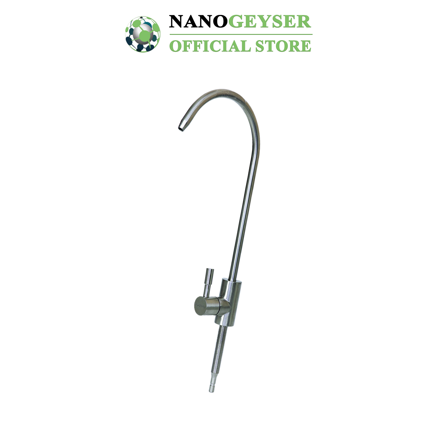 Vòi máy lọc nước Inox 304 Nano Geyser không Chì, Vòi gạt cổ ngỗng nối nhanh - Hàng Chính Hãng