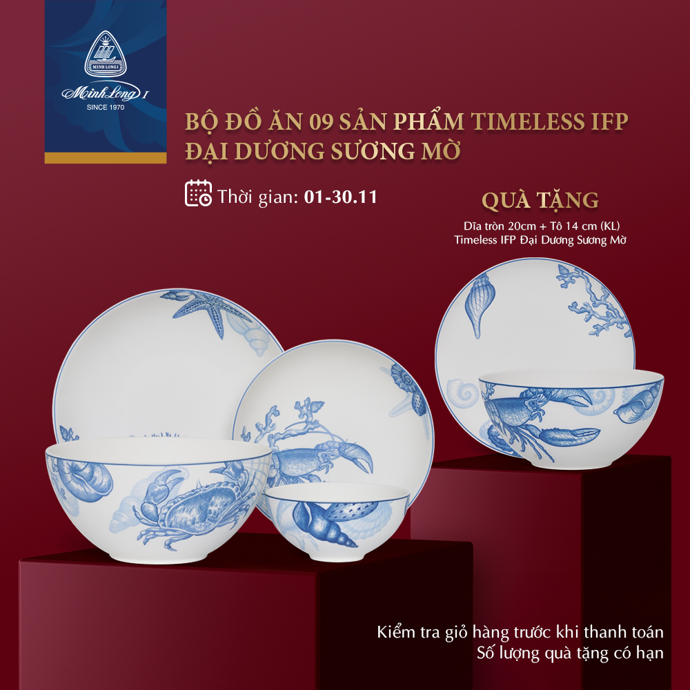 Bộ Chén dĩa Minh Long 9 sản phẩm - Timeless IFP  - Đại Dương Sương Mờ