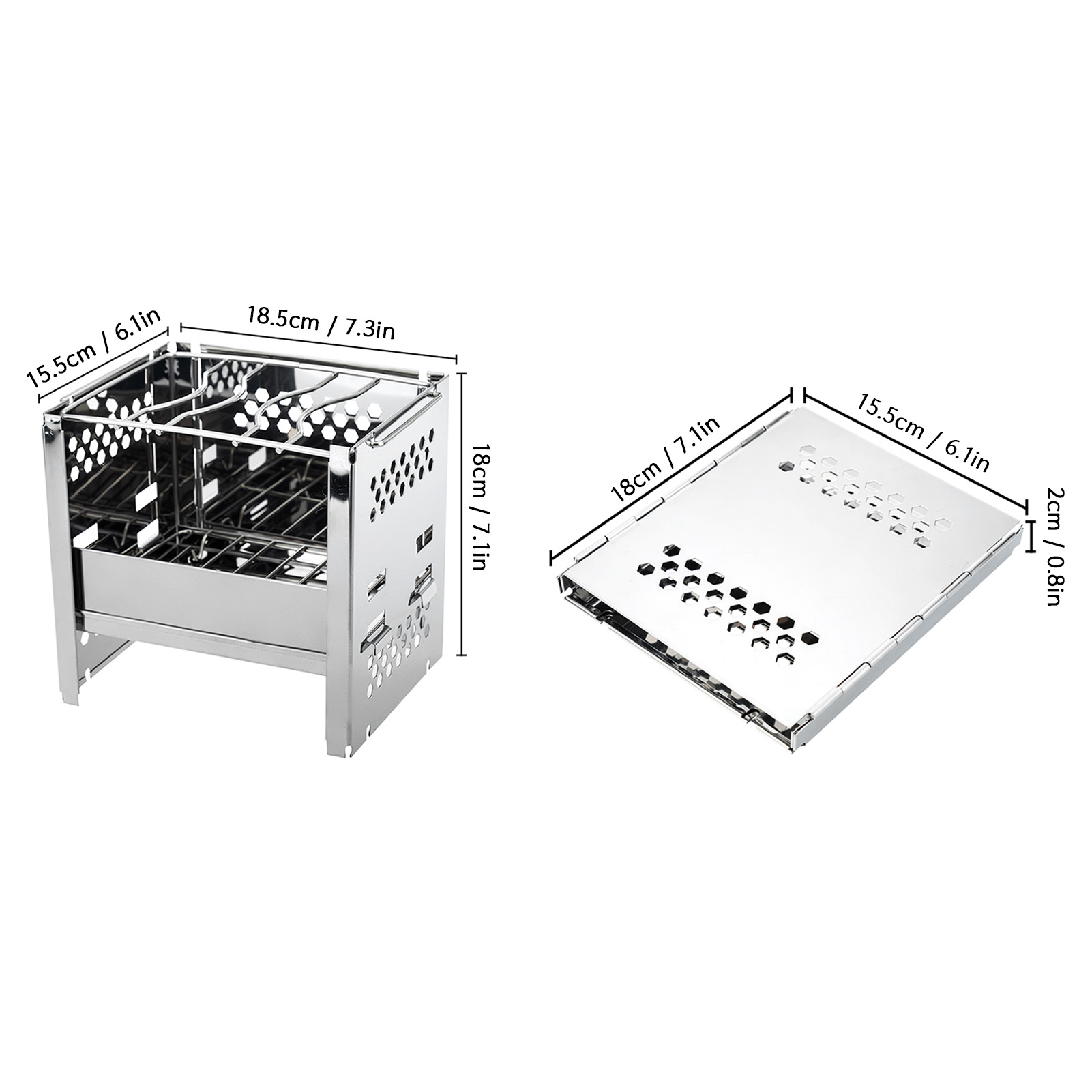 Lò Nướng than di động Hibachi bằng thép không gỉ có thể gập lại Dã ngoại nấu ăn Cắm trại