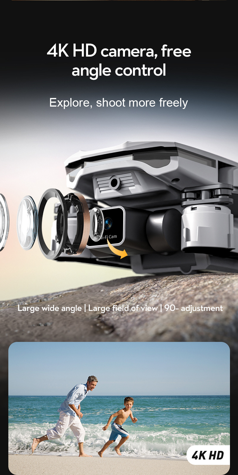 Flycam camera 4k UHD Drone chiều cao cố định Tự động tránh chướng ngại vật chuyến bay quỹ đạo Drone