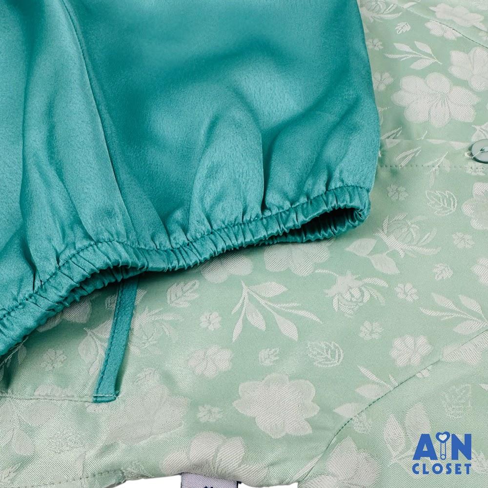 Bộ quần áo Bà Ba Dài tay ngắn bé gái họa tiết Hoa Cúc Xanh Ngọc Gấm Lụa - AICDBGV96PAY - AIN Closet