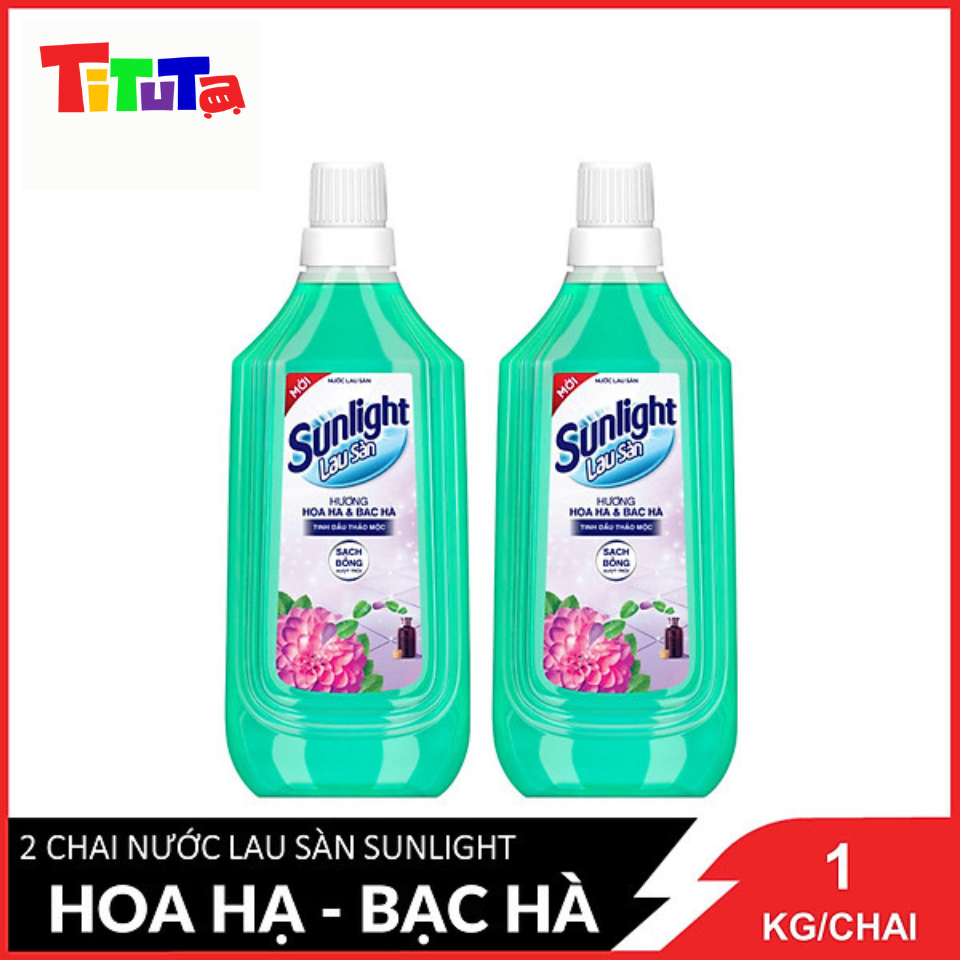 Combo 2 Chai Nước lau sàn Sunlight Hương Hoa Hạ Và Bạc Hà Chai 1 Kg x2