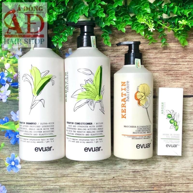 [+Tặng mũ trùm] CẶP DẦU GỘI XẢ KERATIN EVUAR DIFFIA PHỤC HỒI TÁI SINH TÓC Ý 758ML