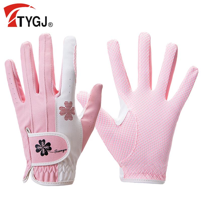 TTYGJ Găng Tay Chơi Golf Hở Ngón Tay Trái Và Tay Phải 1 Đôi Hạt Silicon Thoáng Khí Găng Tay Chống Trơn Trượt Phong Cách Hàn Quốc Color: Pink Size: 21