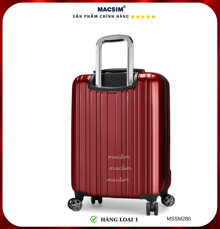 Vali cao cấp Macsim Smooire MSSM280 cỡ 20 inch màu đỏ hàng loại 1