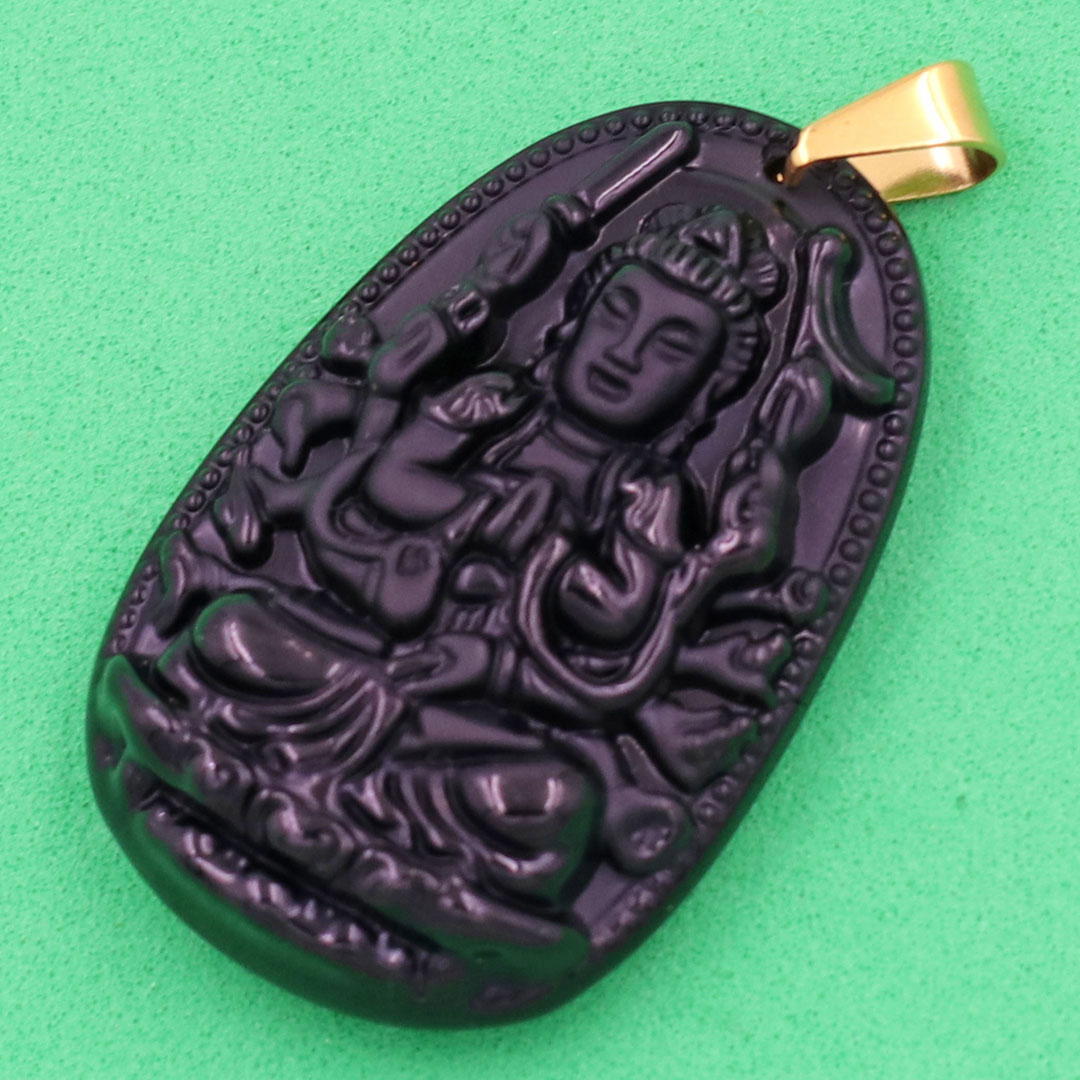 Mặt Phật Thiên Thủ Thiên Nhãn thạch anh đen 4.3cm